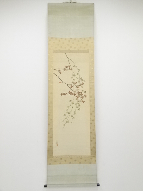 JAPANESE HANGING SCROLL / HAND PAINTED / SAKURA / BY BUNREI MAEGAWA